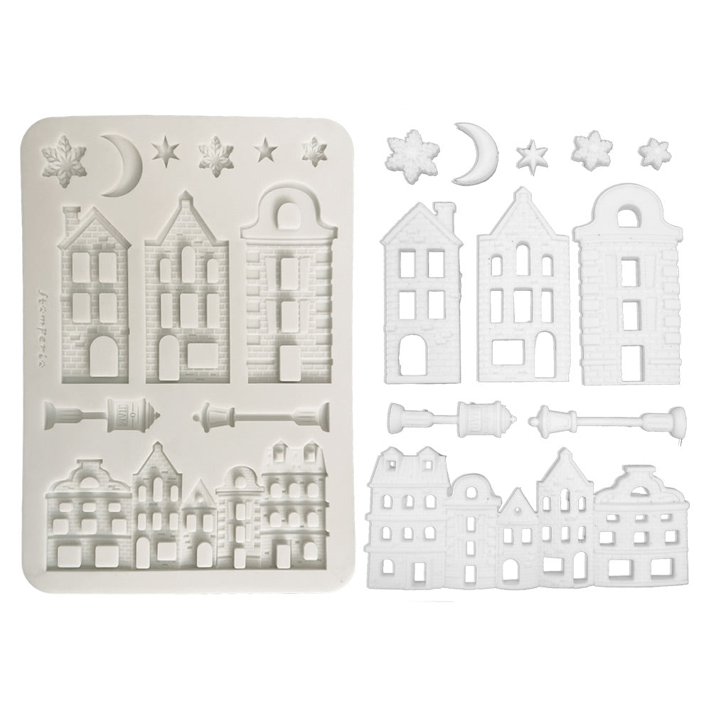 Stamperia Christmas Village A5 Silicone Mould kacma616