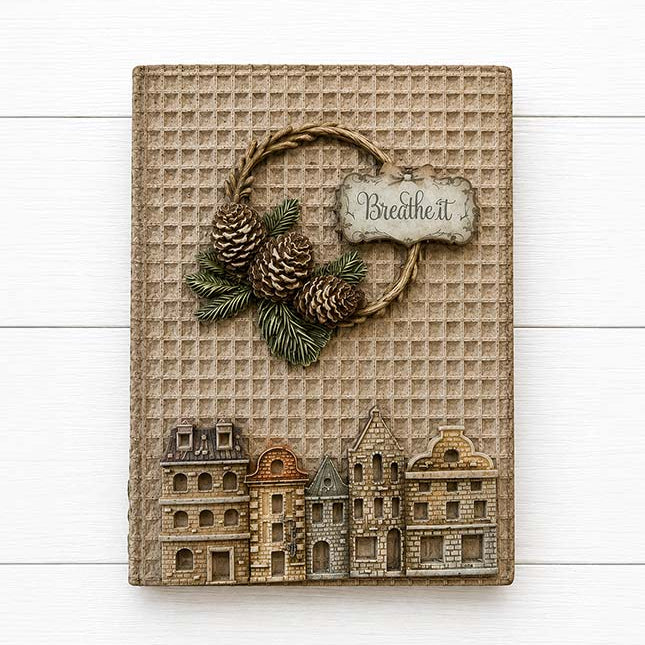 Stamperia Christmas Village A5 Silicone Mould kacma616 garland wreath buildings breathe it 