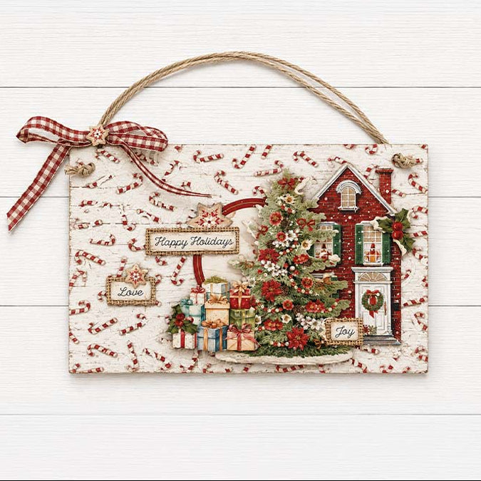 Stamperia Classic Christmas Die Cuts dfldc137 red brick house christmas tree