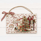 Stamperia Classic Christmas Junk Journal sbjk23 red brick house christmas tree candy canes background 