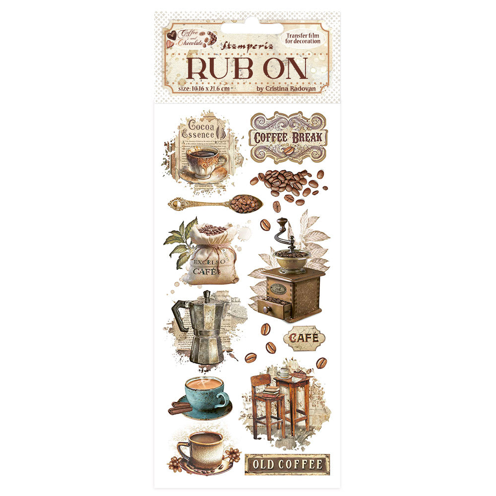 Stamperia Coffee And Chocolate Vintage Coffee Moments Rub Ons dflrb193