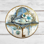 Stamperia Cosmos Backgrounds A6 Rice Paper dfsak6060 flower blue pearls gold key universe circle card 