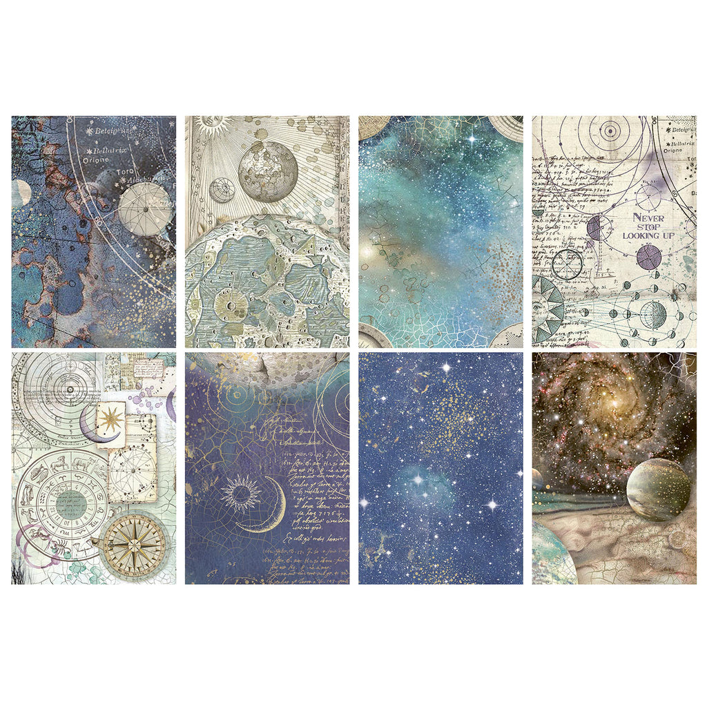 Stamperia Cosmos Backgrounds A6 Rice Paper dfsak6060 sheets