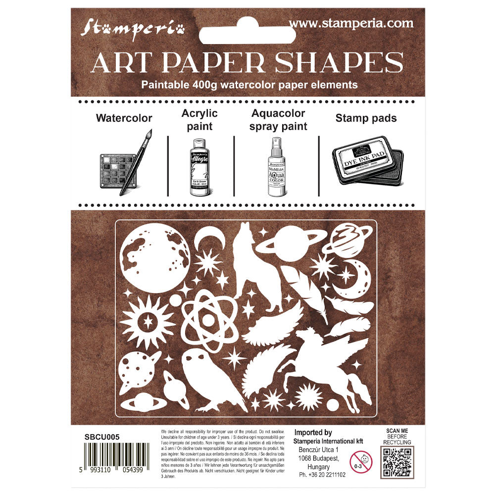 Stamperia Cosmos Laser Cut Art Paper Shapes sbcu005 contents
