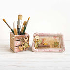Stamperia Cozy Family Backgrounds A6 Rice Paper dfsak6063 mouse holding envelope flower square hearts box and plate