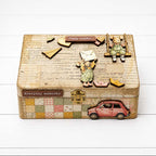 Stamperia Cozy Family Backgrounds A6 Rice Paper dfsak6063 paper plane mouse holding letter red card colored squares box