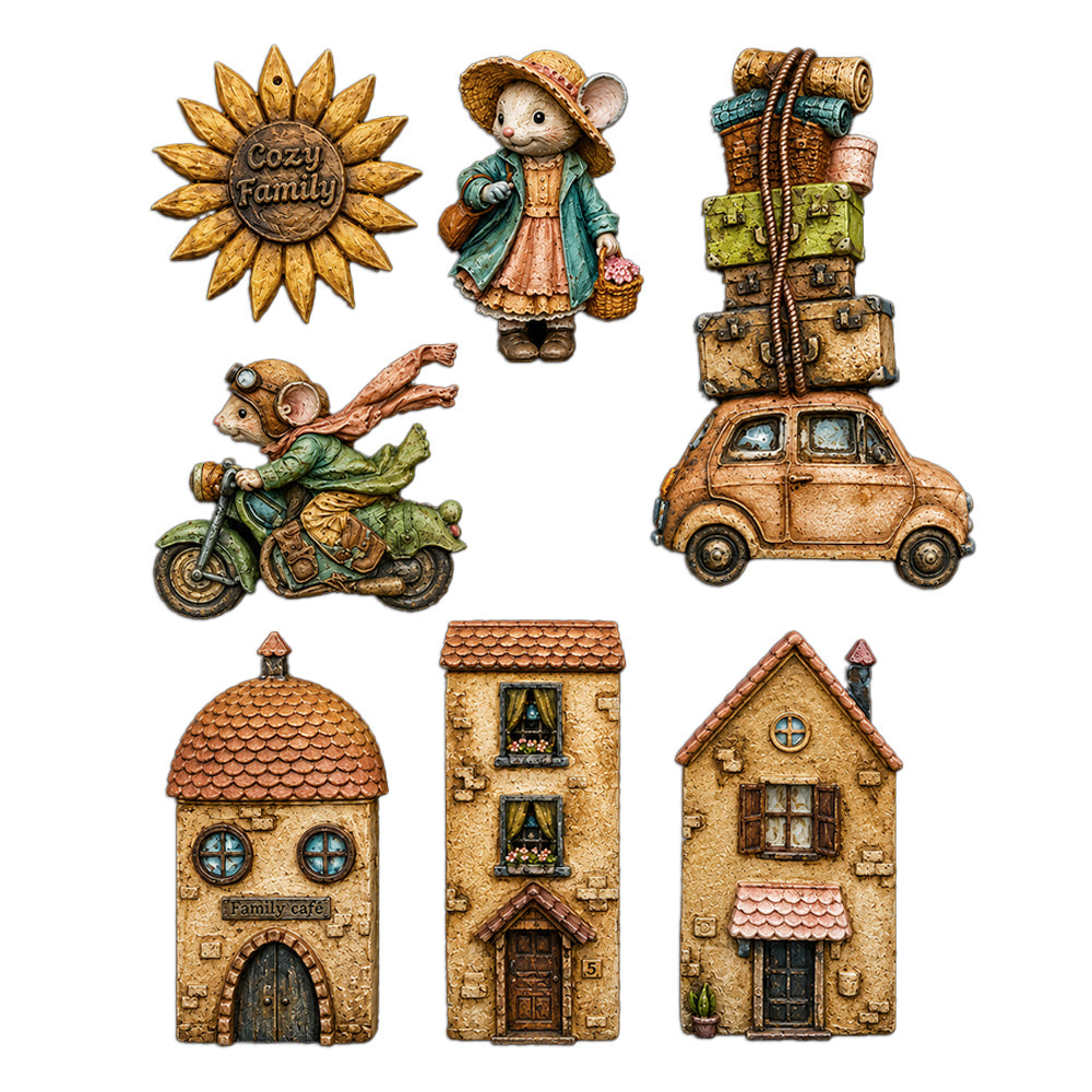 Stamperia Cozy Family Birds A5 Silicone Mould kacma624 houses