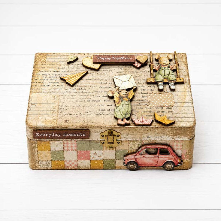 Stamperia Cozy Family Birds A5 Silicone Mould kacma624 red car mouse on swing paper plane everyday moments box