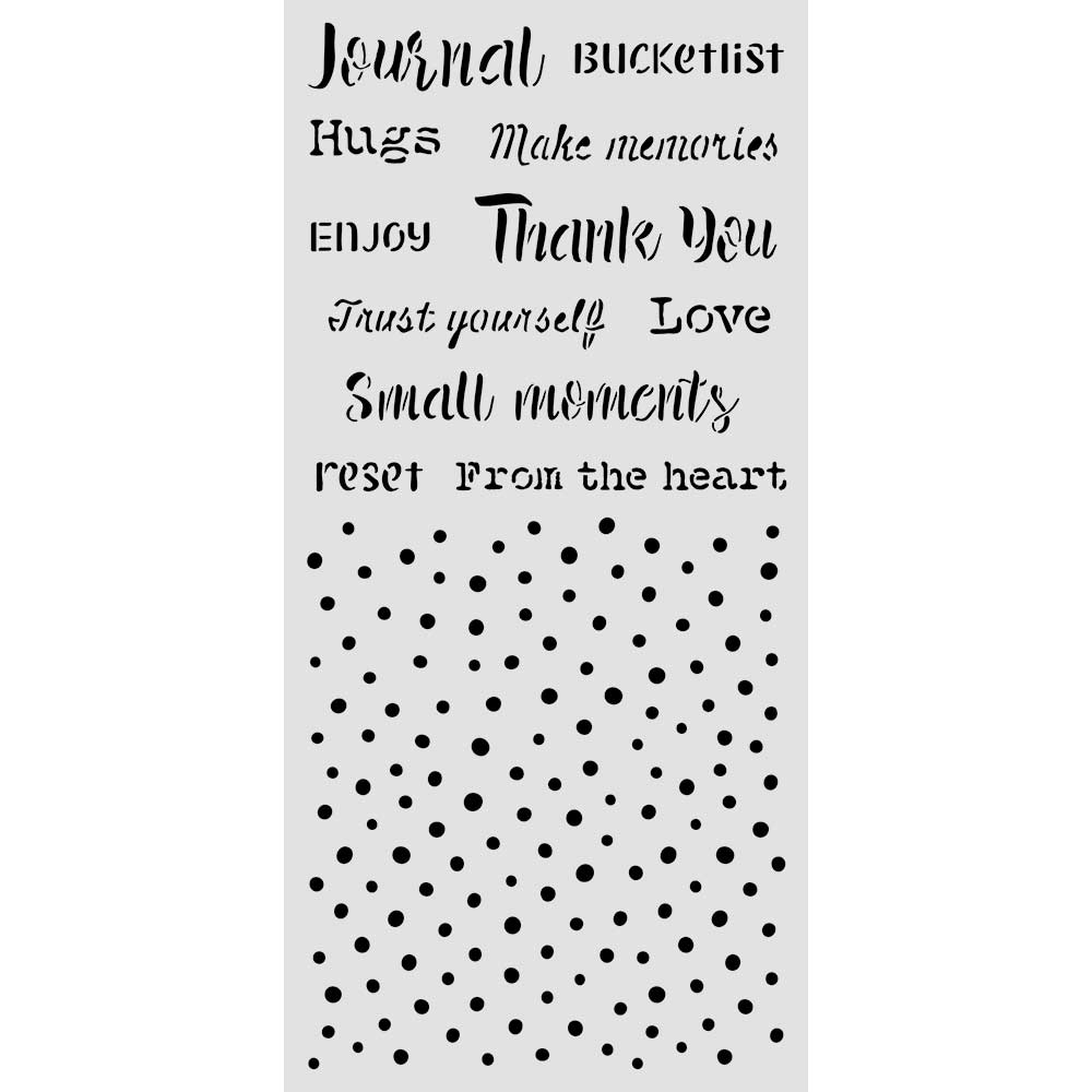 Stamperia Cozy Family Writings And Dots Stencil kstdl177