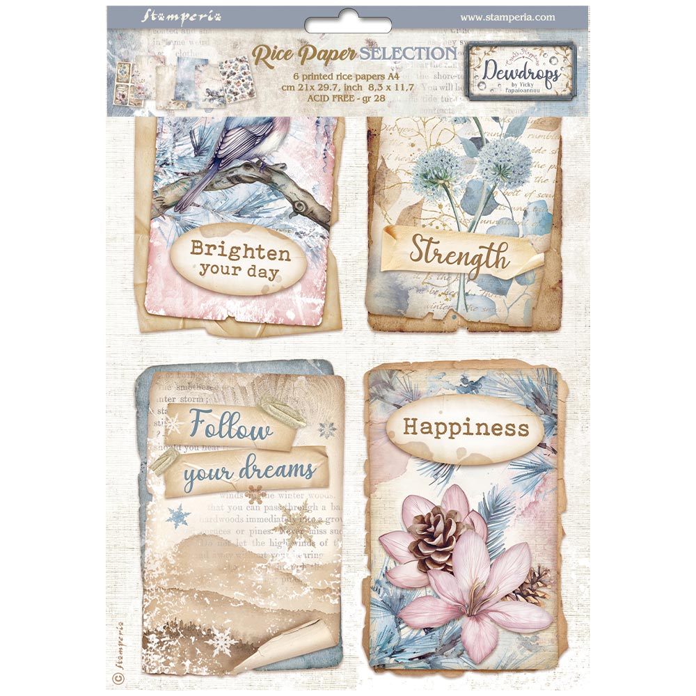 Stamperia Create Happiness Dewdrops A4 Rice Paper Pack dfsa4xdd
