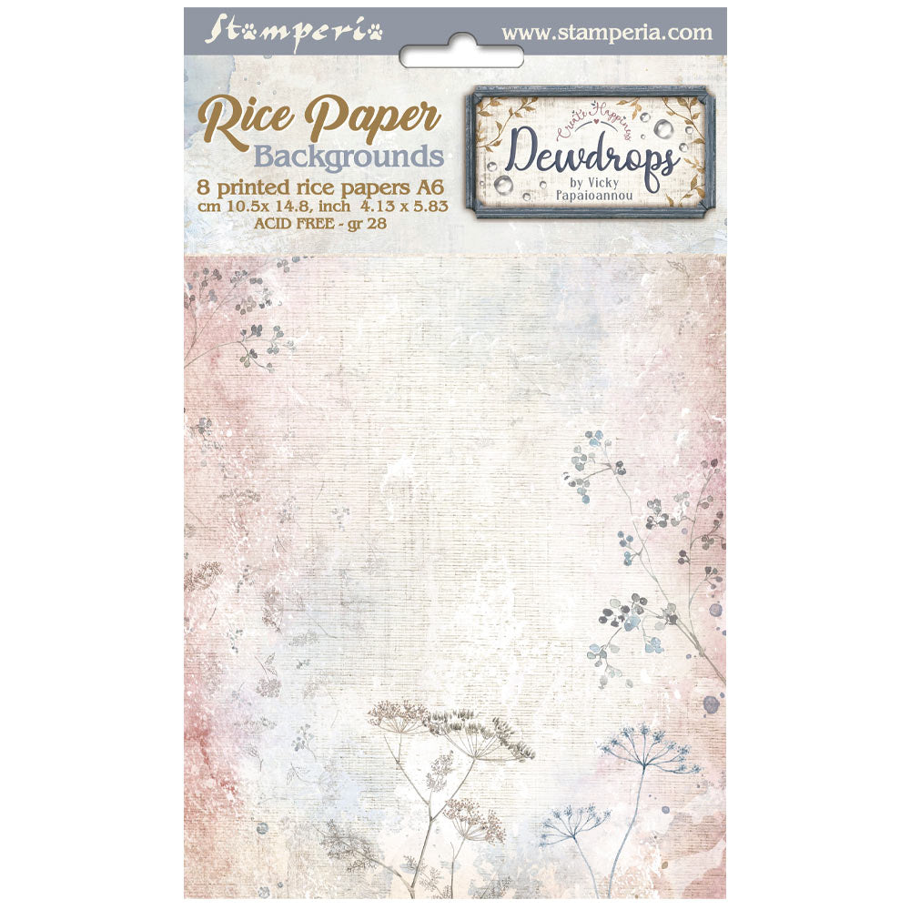 Stamperia Create Happiness Dewdrops A6 Rice Paper Backgrounds dfsak6034
