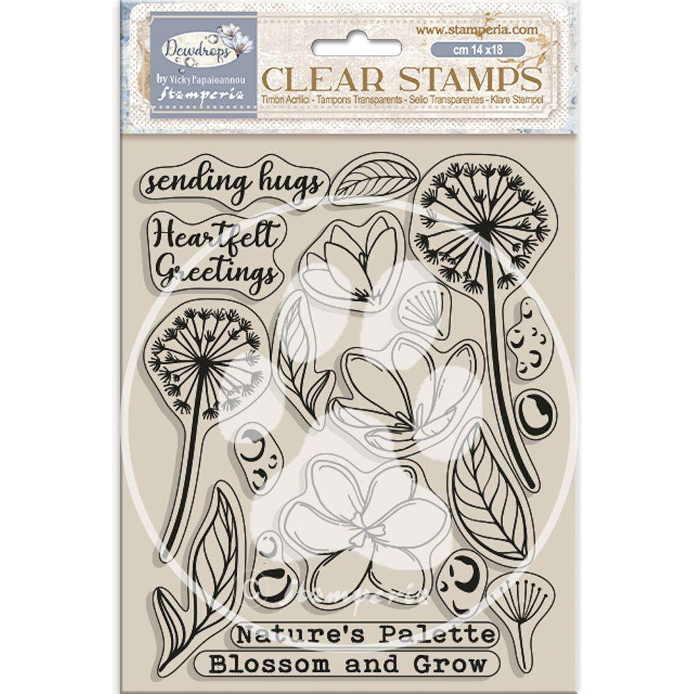 Stamperia Create Happiness Dewdrops Blossoms Clear Stamps wtk207
