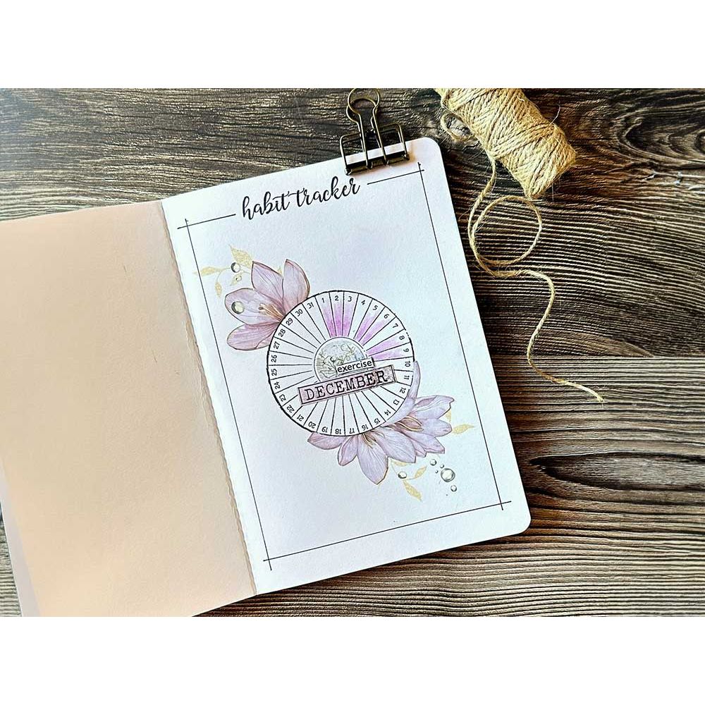 Stamperia Create Happiness Dewdrops Habit Tracker Clear Stamps wtk205 coloring