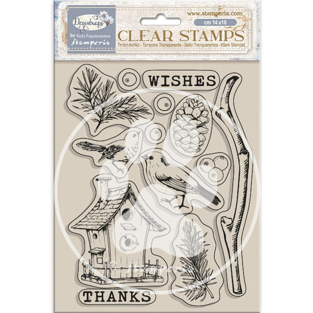 Stamperia Create Happiness Dewdrops Nest Bird Clear Stamps wtk206
