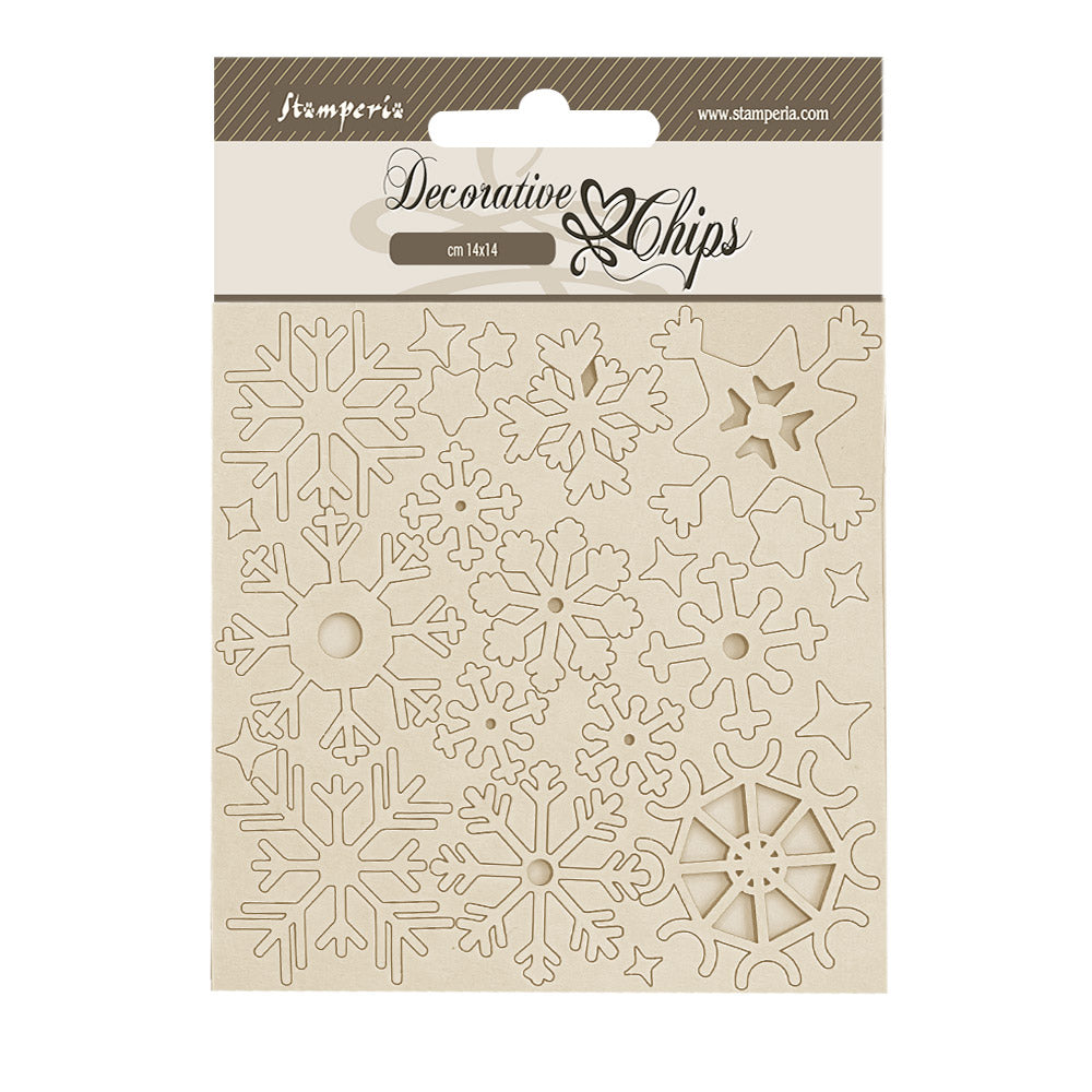 Stamperia Create Happiness Dewdrops Snowflakes Decorative Chips scb248
