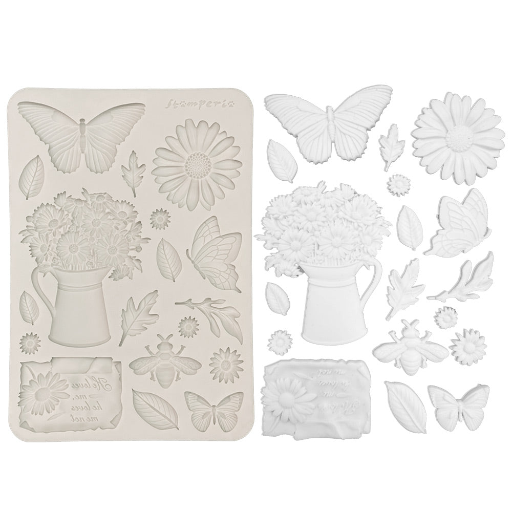 Stamperia Daisy Art Daisy And Butterfly A5 Silicone Mold kacma603