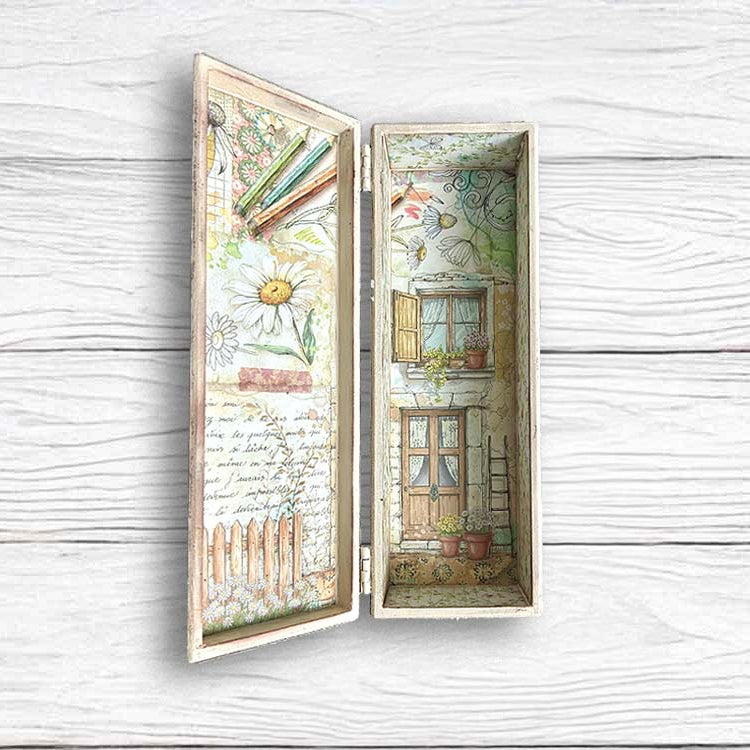Stamperia Daisy Art Texture Butterfly And Daisy Stencil kstd198 inside dream box