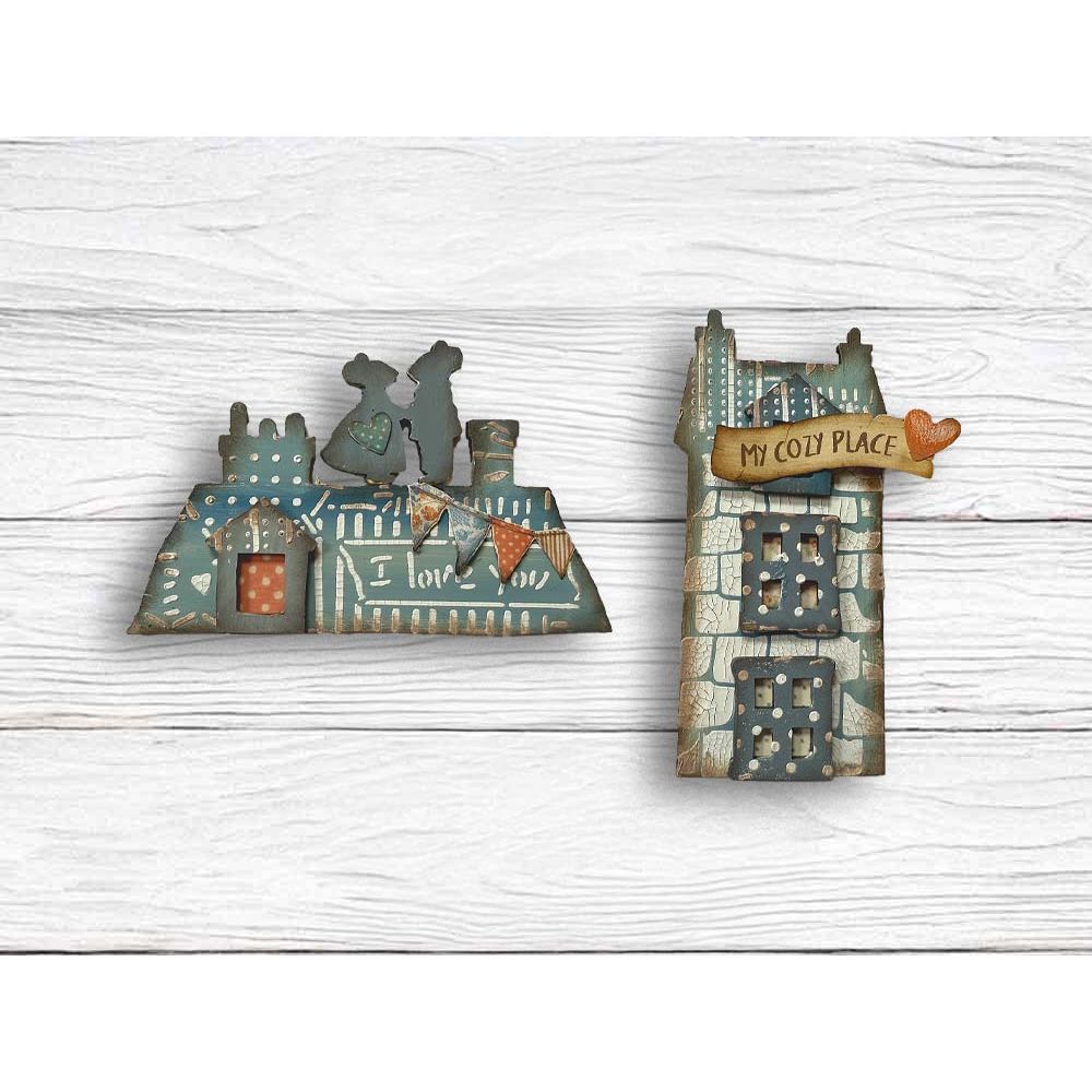 Stamperia Family House And Mice Stencil kstd196 cozy place