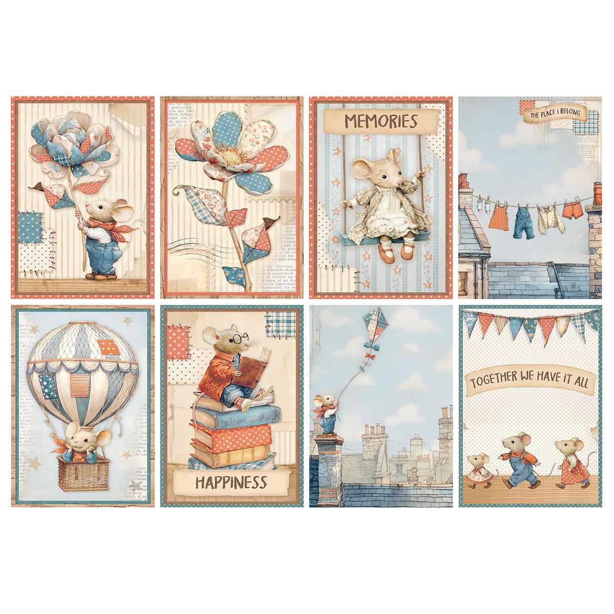Stamperia Family Mini A6 Rice Paper dfsa6x03 memories