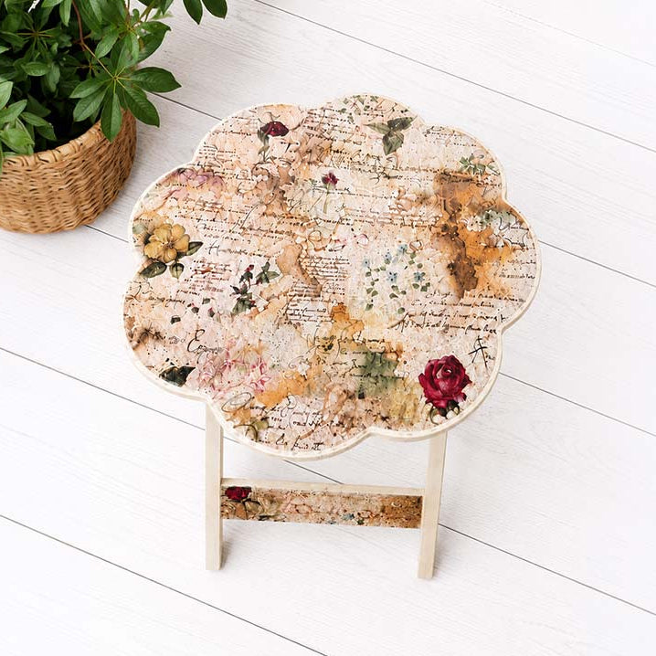 Stamperia Flowers And Poems A4 Rice Paper dfsa4xfp flowers leaves table