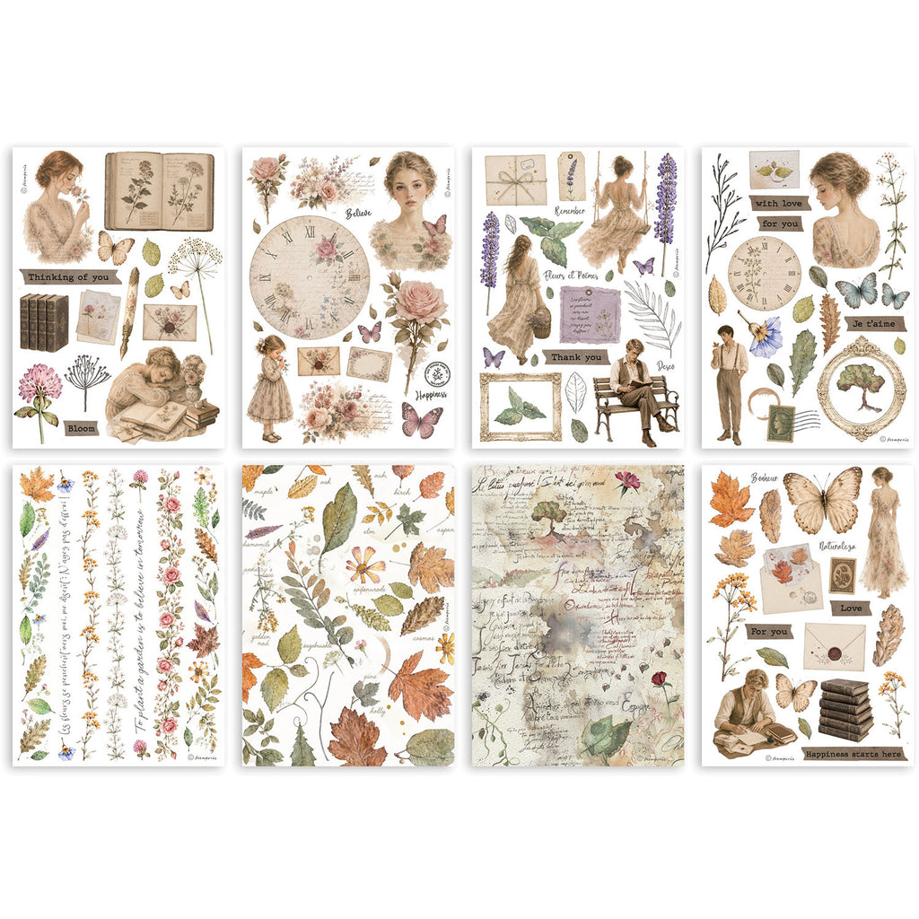 Stamperia Flowers And Poems A5 Washi Sheets sbw37 clock