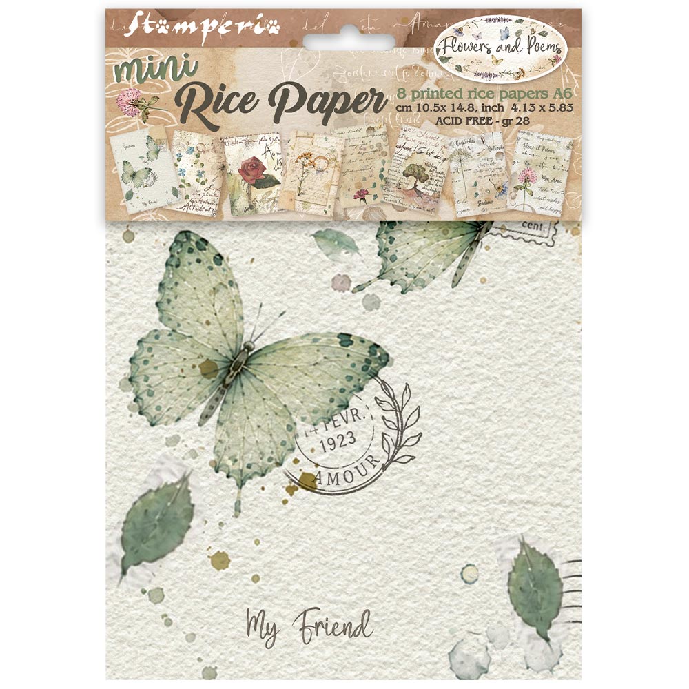 Stamperia Flowers And Poems A6 Rice Paper dfsa6x13