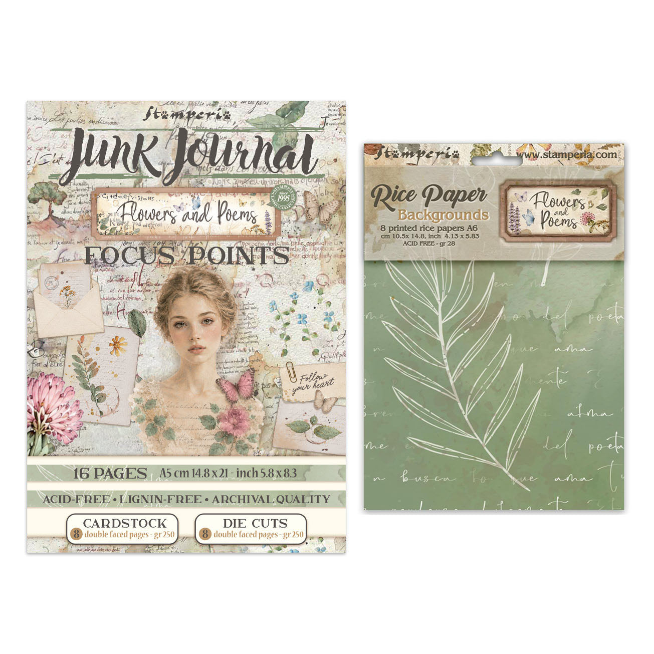 Stamperia Flowers And Poems Art Journaling Selection bjs004 cardstock