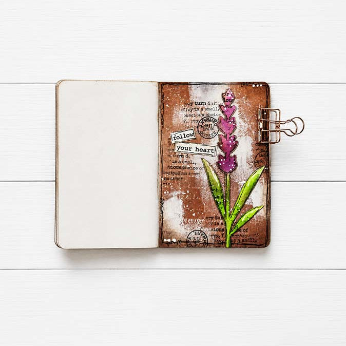 Stamperia Flowers And Poems Art Journaling Selection bjs004 purple flower follow your heart journal