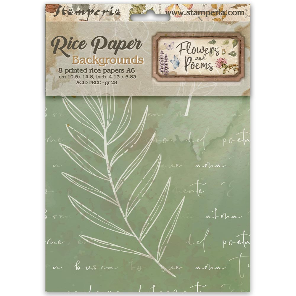 Stamperia Flowers And Poems Backgrounds A6 Rice Paper dfsak6062