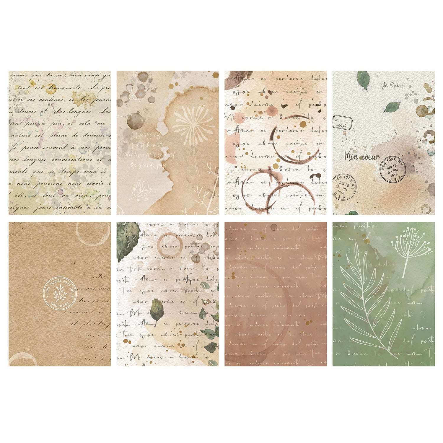 Stamperia Flowers And Poems Backgrounds A6 Rice Paper dfsak6062 sheets
