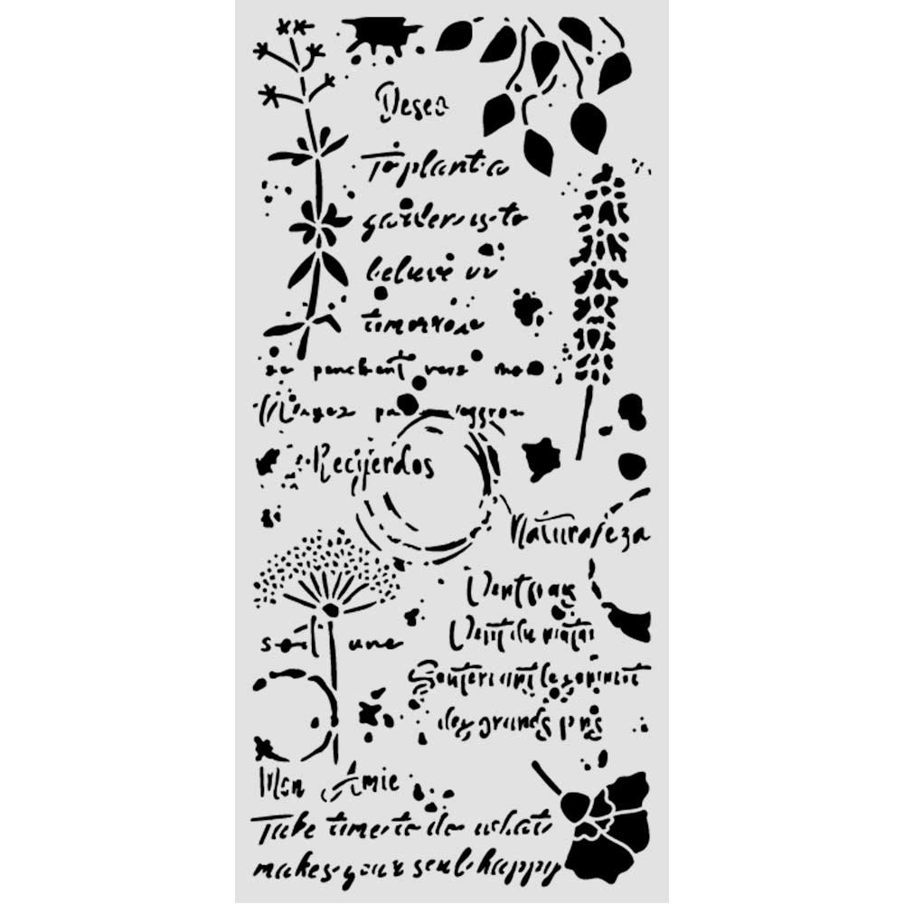 Stamperia Flowers And Poems Flowers And Writings Stencil kstdl175