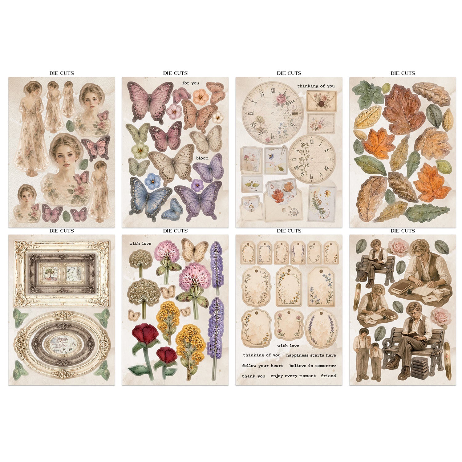 Stamperia Flowers And Poems Focus Points Junk Journal sbjks10 butterflies