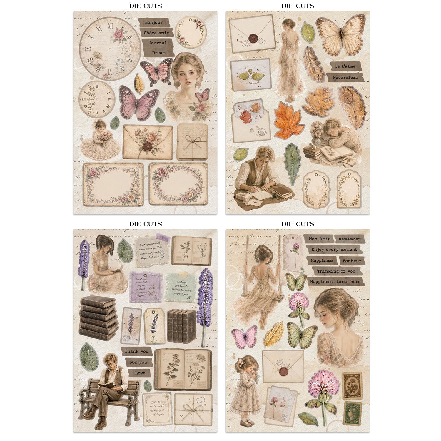 Stamperia Flowers And Poems Junk Journal sbjk31 die cuts