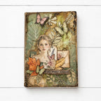 Stamperia Flowers And Poems Junk Journal sbjk31 young woman butterflies leaves envelope card