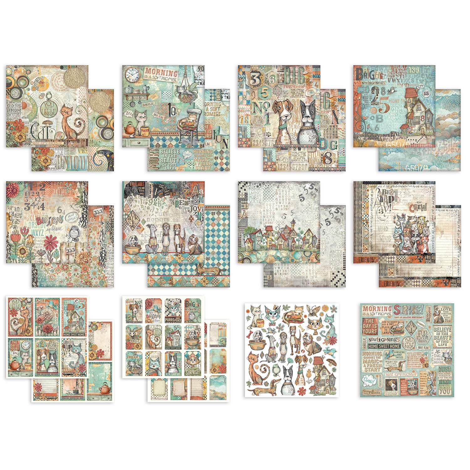 Stamperia Furry Friends 12x12 Paper sbbl176 sheets