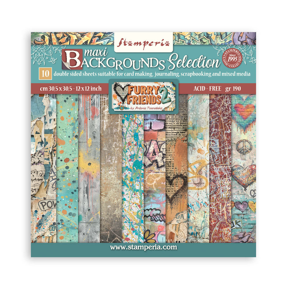 Stamperia Furry Friends 2 12x12 Background Paper sbbl195