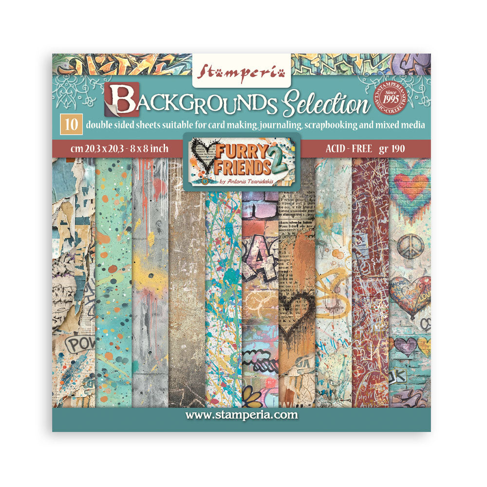 Stamperia Furry Friends 2 8x8 Background Paper sbbs151