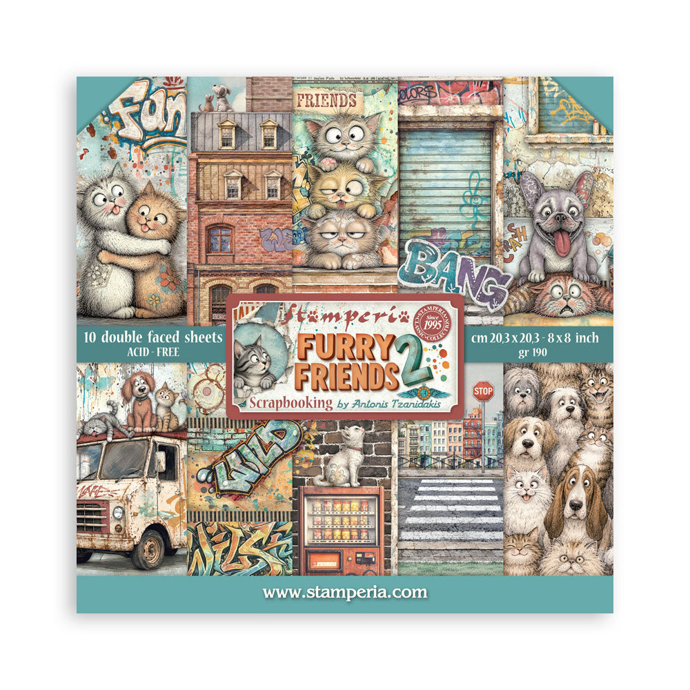 Stamperia Furry Friends 2 8x8 Paper sbbs150
