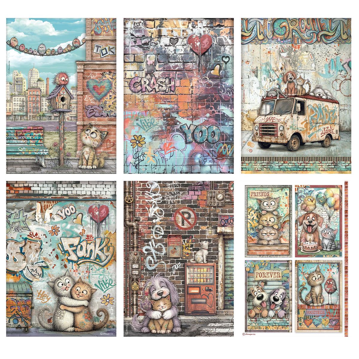 Stamperia Furry Friends 2 A4 Rice Paper dfsa4xaf sheets