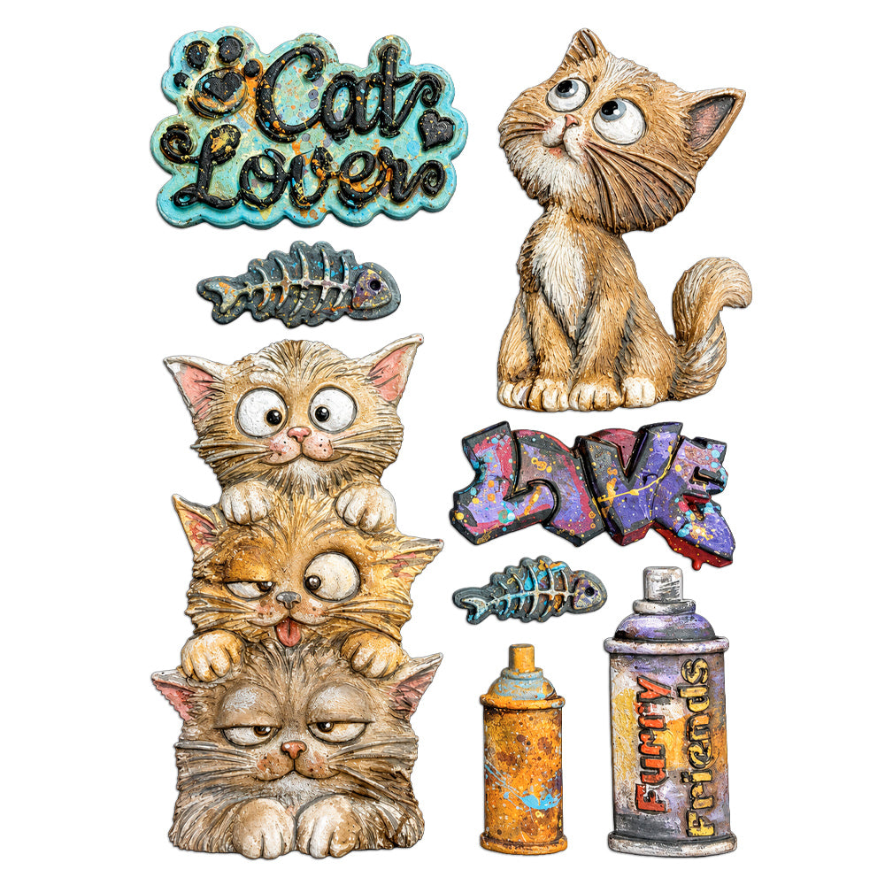 Stamperia Furry Friends 2 Cats A5 Silicone Mould kacma626 love