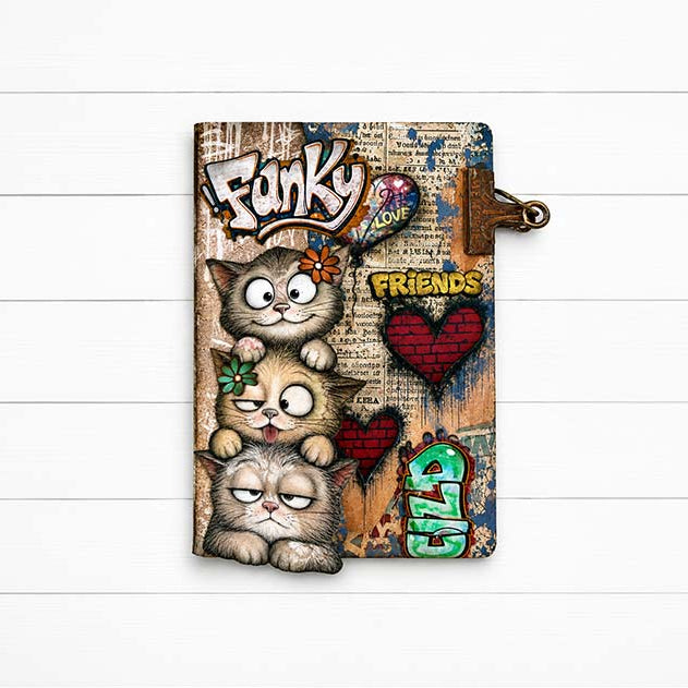 Stamperia Furry Friends 2 Clear Stamps wtk250 cats funky hearts card