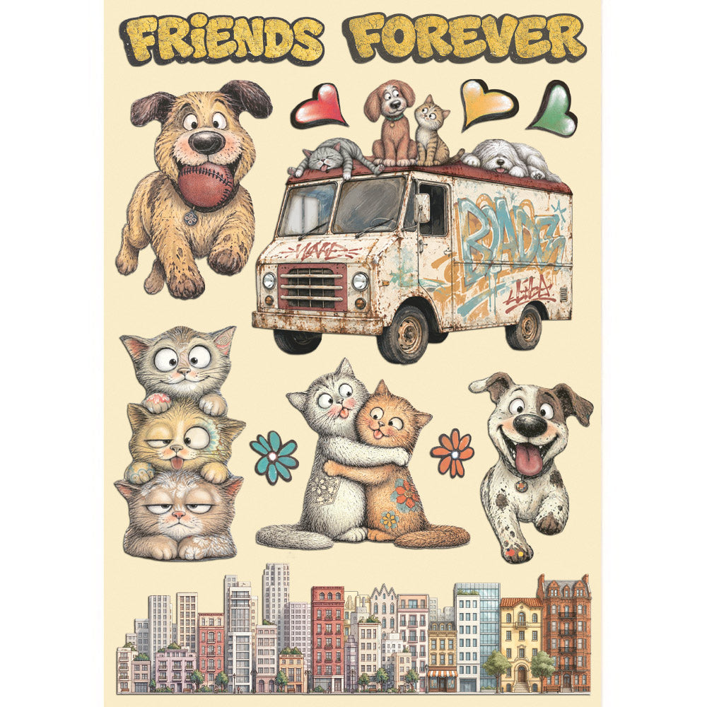 Stamperia Furry Friends 2 Colored Wooden Shapes klsp211