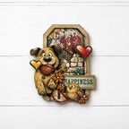 Stamperia Furry Friends 2 Cool Street Bricks 10x5 Stencil kstdl181 dog with ball orange flowers tag card