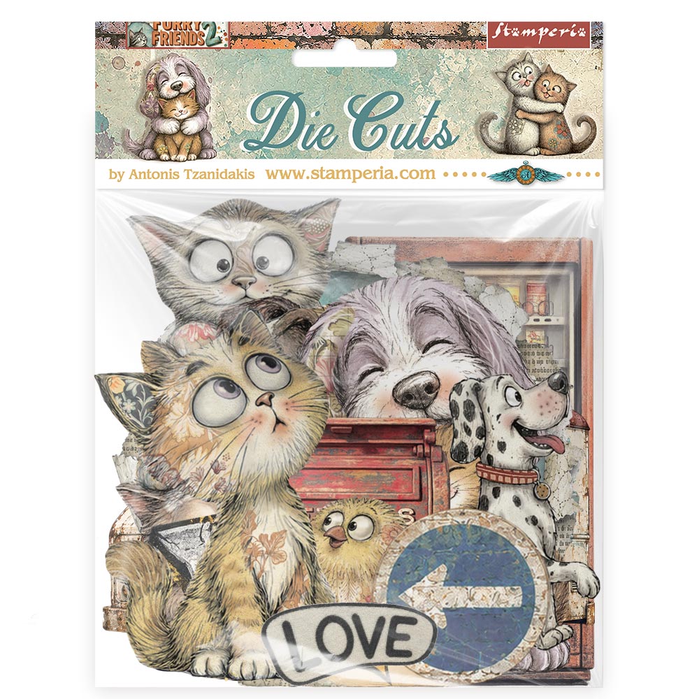 Stamperia Furry Friends 2 Die Cuts dfldc146 cats