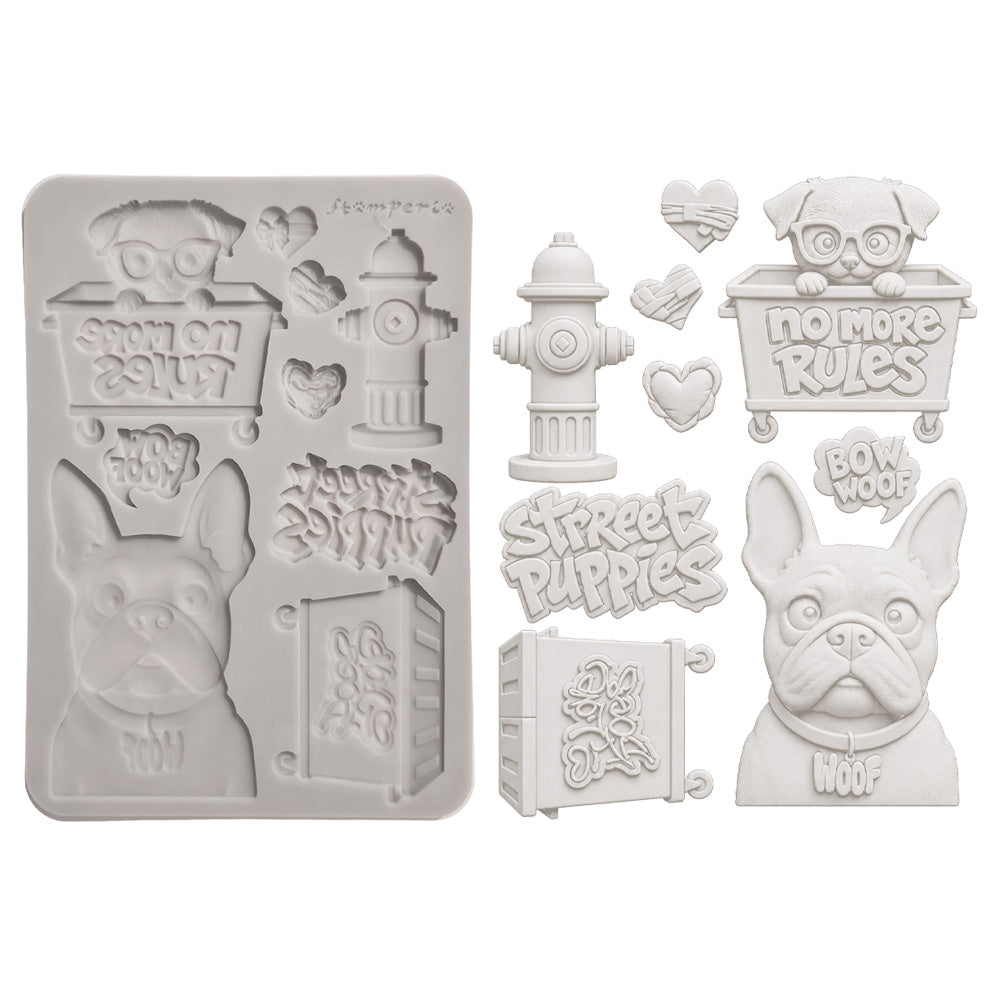 Stamperia Furry Friends 2 Dogs A5 Silicone Mould kacma627