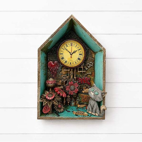 Stamperia Furry Friends 2 Dogs A5 Silicone Mould kacma627 grey cat red flowers clock card house