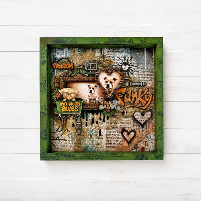 Stamperia Furry Friends 2 Dogs A5 Silicone Mould kacma627 picture frames of dogs funky freedom no more rules box card