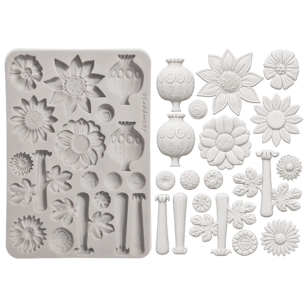 Stamperia Furry Friends 2 Flowers A5 Silicone Mould kacma628