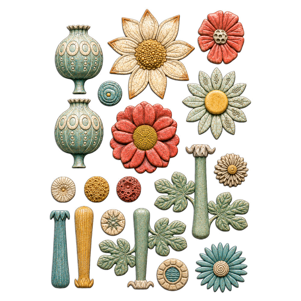 Stamperia Furry Friends 2 Flowers A5 Silicone Mould kacma628 leaves