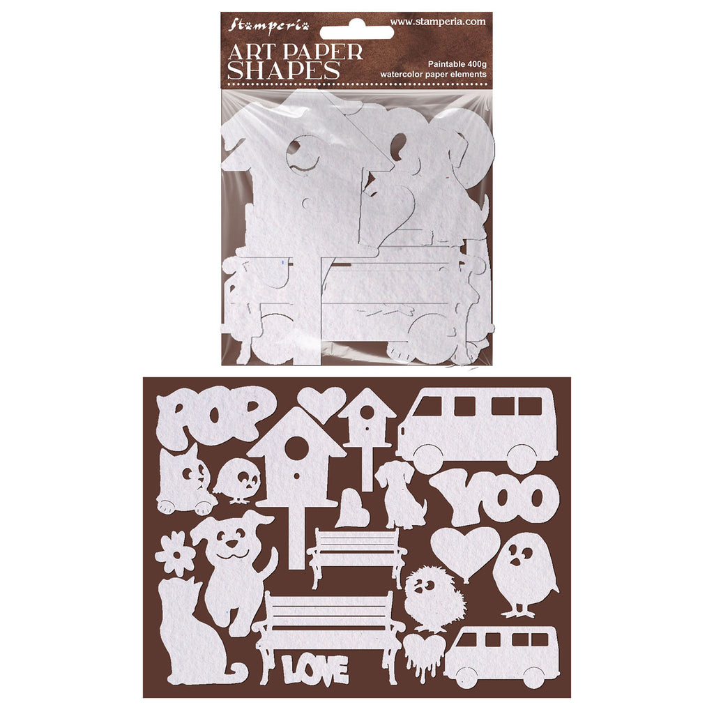 Stamperia Furry Friends 2 Laser Cut Art Paper Shapes sbcu007